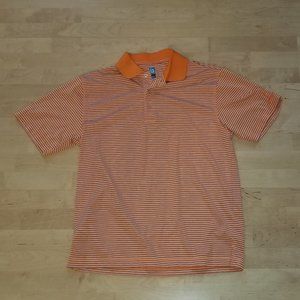 Orange White Black Striped PGA Tour Golf Shirt Size M